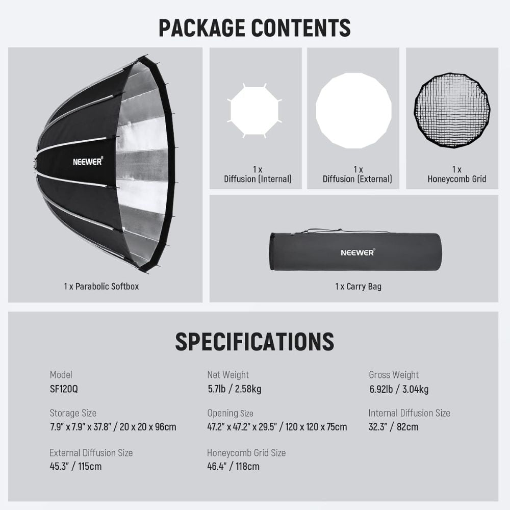 NEEWER 120cm Parabolic Softbox