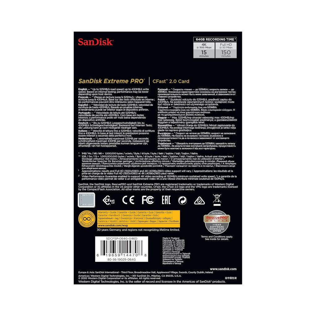 SanDisk-CFast-2.0 - 64GB Extreme PRO Memory Card