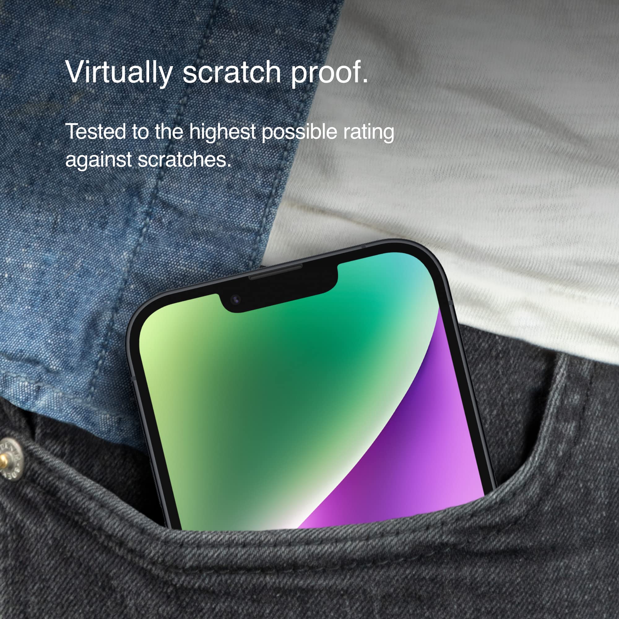 Belkin, OVA123ZZ, 2-Pack iPhone 14 / 13 / 13 Pro Tempered Glass Screen Protector