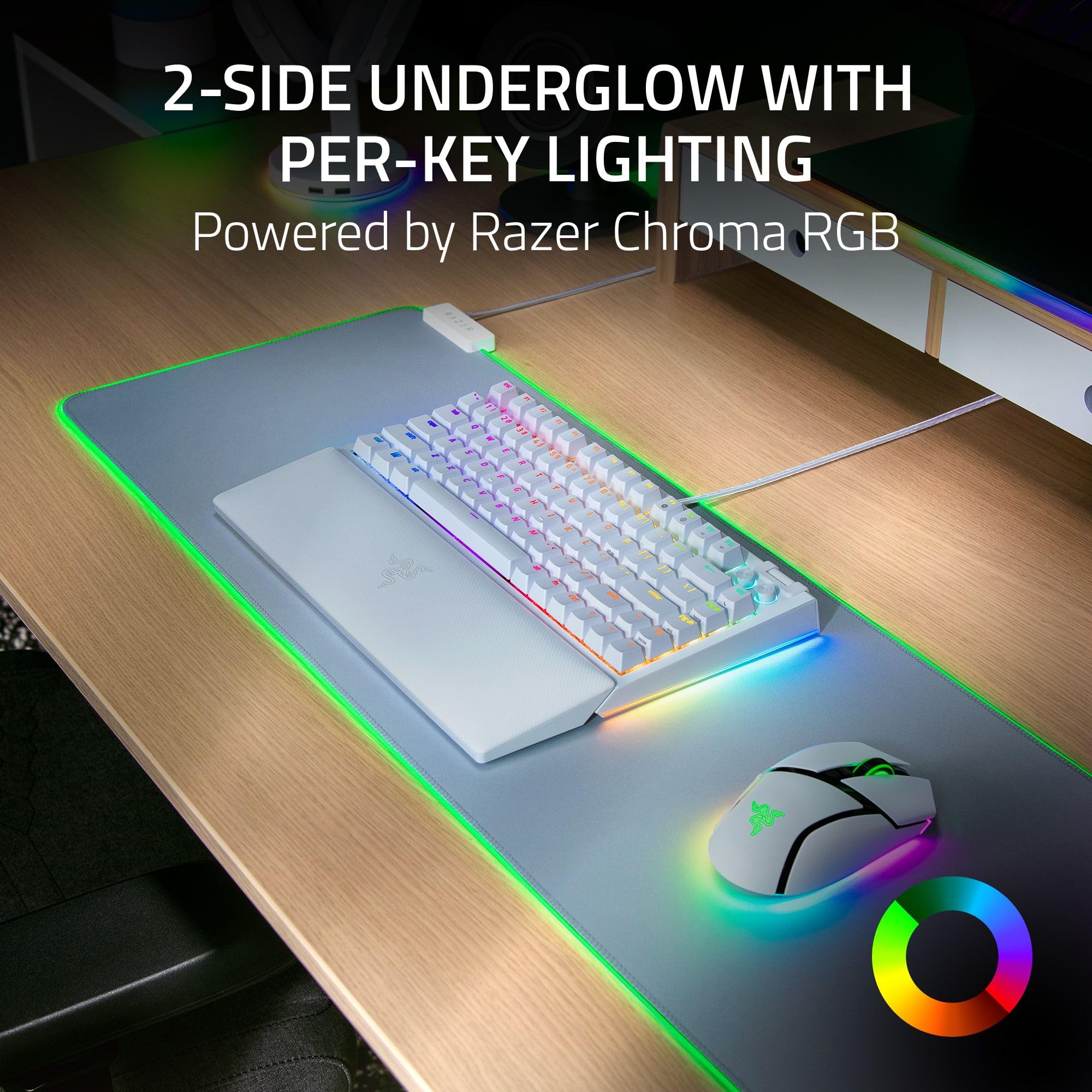 BlackWidow V4 75% - White Ed. - US Layout Mechanical Gaming Keyboard: Hot Swappable Design - Compact & Durable - Orange Tactile Switches - Chroma RGB - Roller & Media…