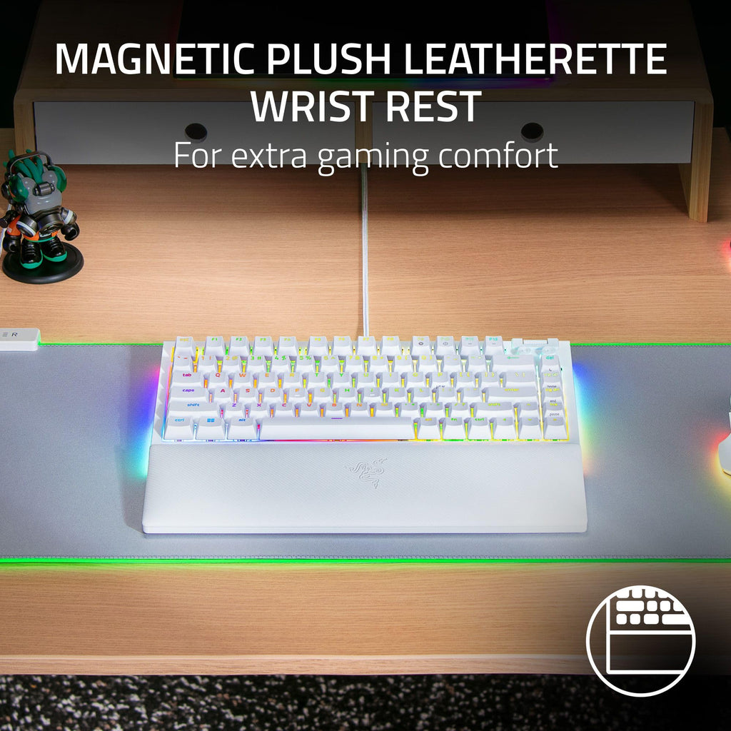 BlackWidow V4 75% - White Ed. - US Layout Mechanical Gaming Keyboard: Hot Swappable Design - Compact & Durable - Orange Tactile Switches - Chroma RGB - Roller & Media…