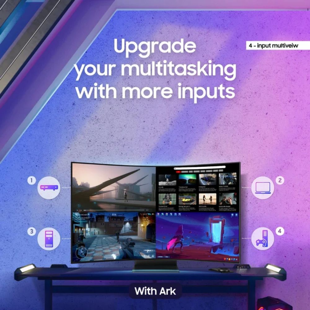 شاشة ألعاب سامسونج Odyssey G55C Series QHD 1000R منحنية مقاس 32 بوصة، زمن استجابة 1 مللي ثانية (MPRT) AMD Radeon FreeSync LS32CG550ENXZA 
