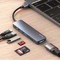 Yesido HB11 6-in-1 Aluminium Alloy USB-C Multiport Hub Adapter with 4K HDMI & Card Reader, Authentic Grey
