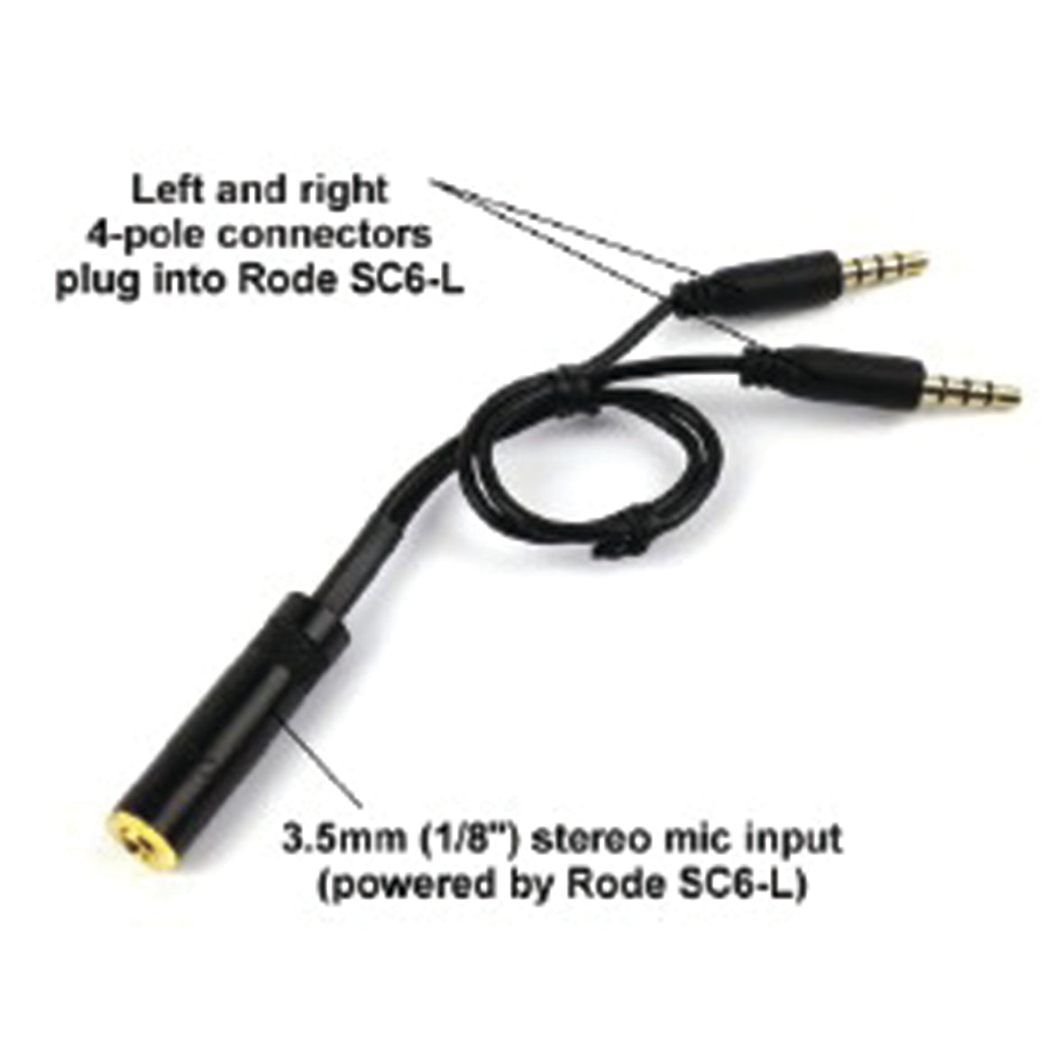 Conqueror Cable Audio Y Extension 3.5 mm 4 Pole 2 Male to 1 Female Jack for Headphone AUX 1 Meter Length - C109