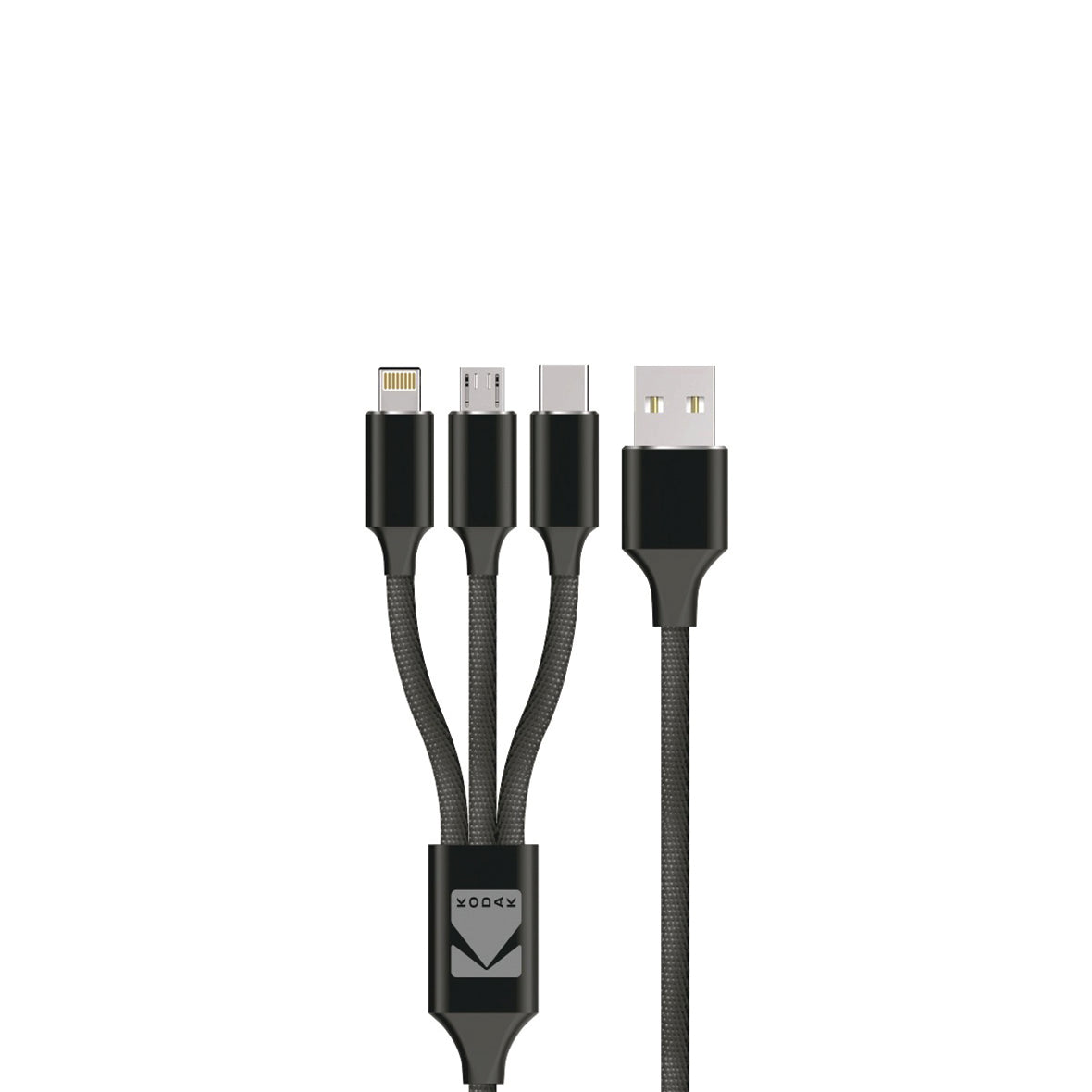 Kodak Male to Male Cable USB 3-in 1-Type A to Type C with Micro USB and Lighting Pure Copper 1.5 Meter Length - USBC5901