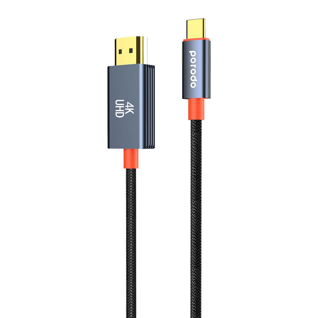 Porodo Woven Cable Type-C to HDMI - Black