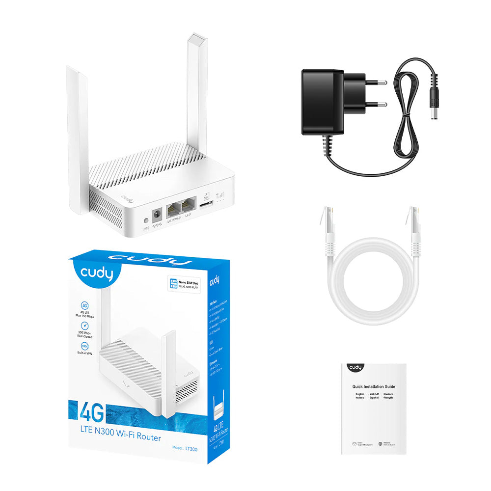Cudy Router Lt300 4G LTE N300 Wi-Fi 2 Ant