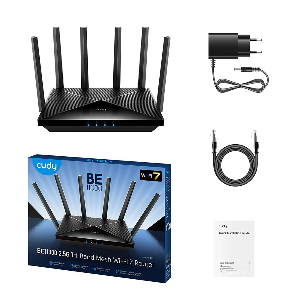 Cudy BE11000 2.5G Tri-Band Mesh Wi-Fi 7 Router - WR11000