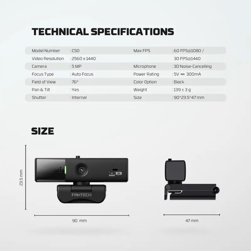 Fantech C50 LUMINOS: Professional 2K Quad-HD Webcam