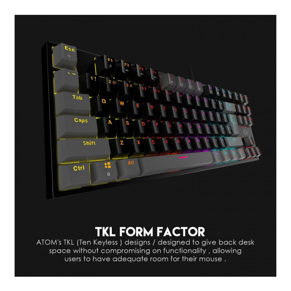 Fantech Keyboard Mk876 - Atom Tkl Rgb Mechanical Switch 87 Keys