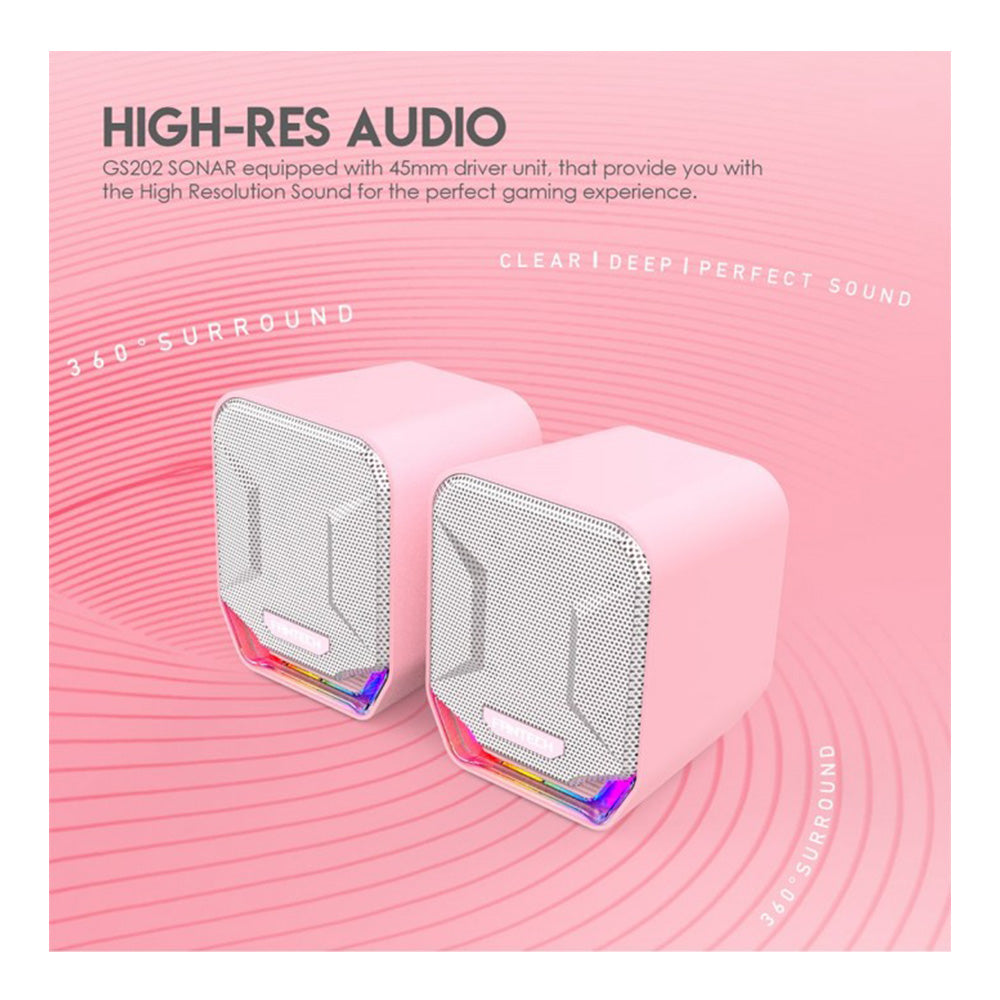Fantech GS202 SONAR: USB Powered Gaming & Music Speaker with RGB Lighting Pink Sakura Edition