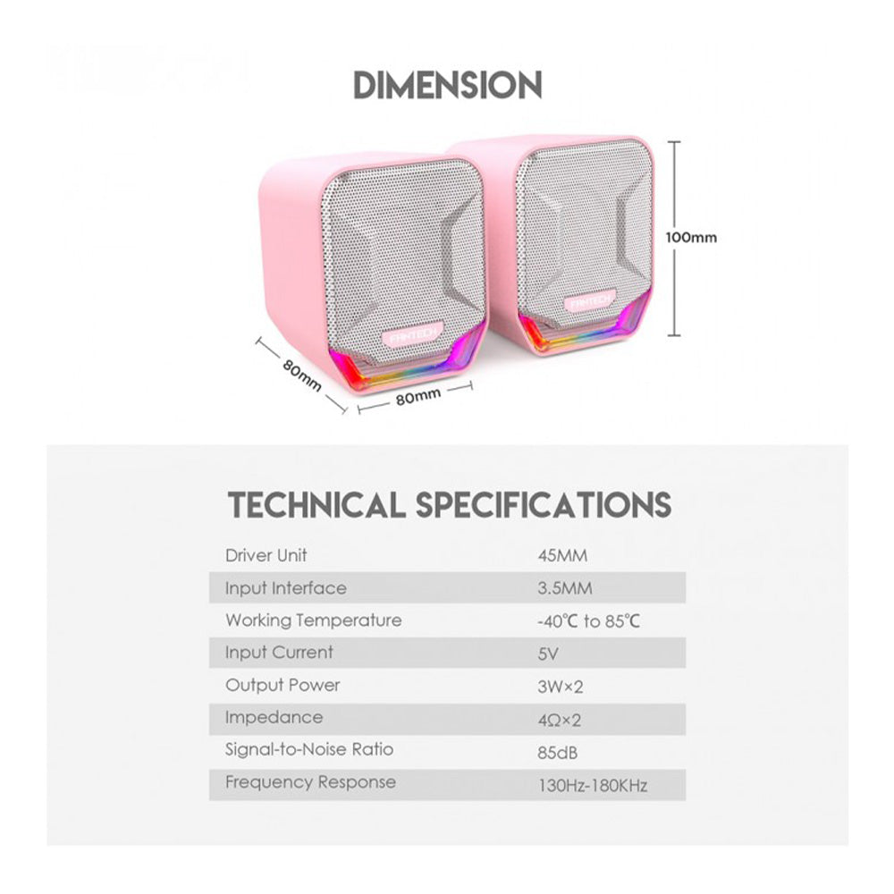 Fantech GS202 SONAR: USB Powered Gaming & Music Speaker with RGB Lighting Pink Sakura Edition