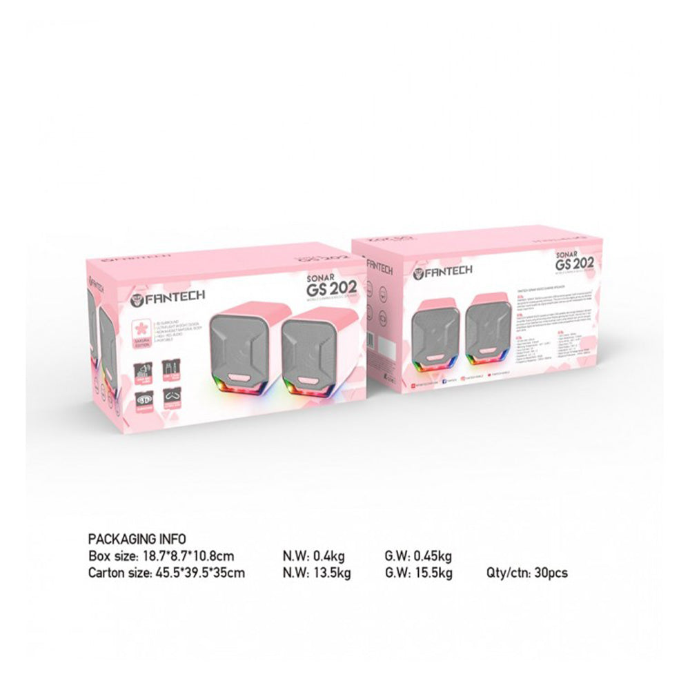 Fantech GS202 SONAR: USB Powered Gaming & Music Speaker with RGB Lighting Pink Sakura Edition