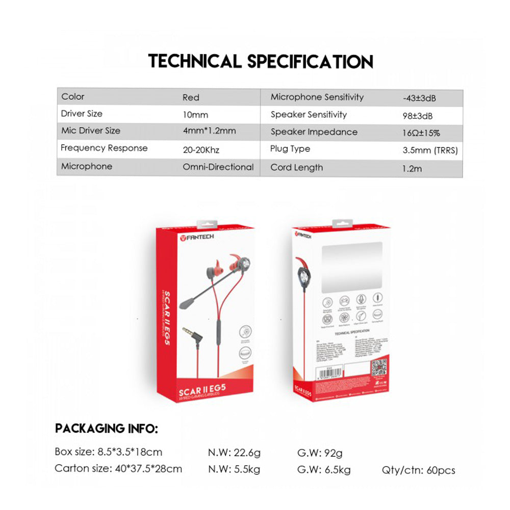 Fantech SCAR II EG5 Wired Gaming Earbuds
