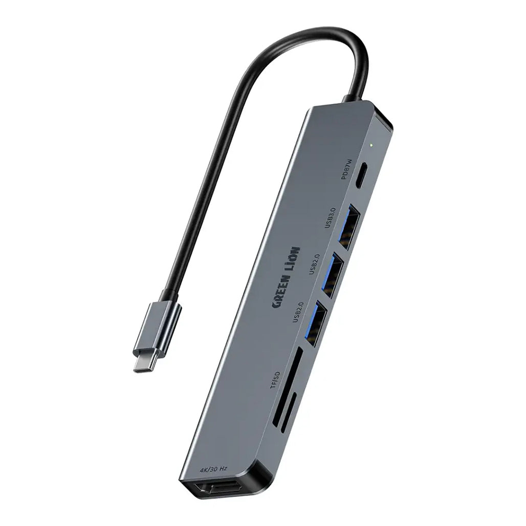 Green Lion 7-in-1 USB-C Hub Gray