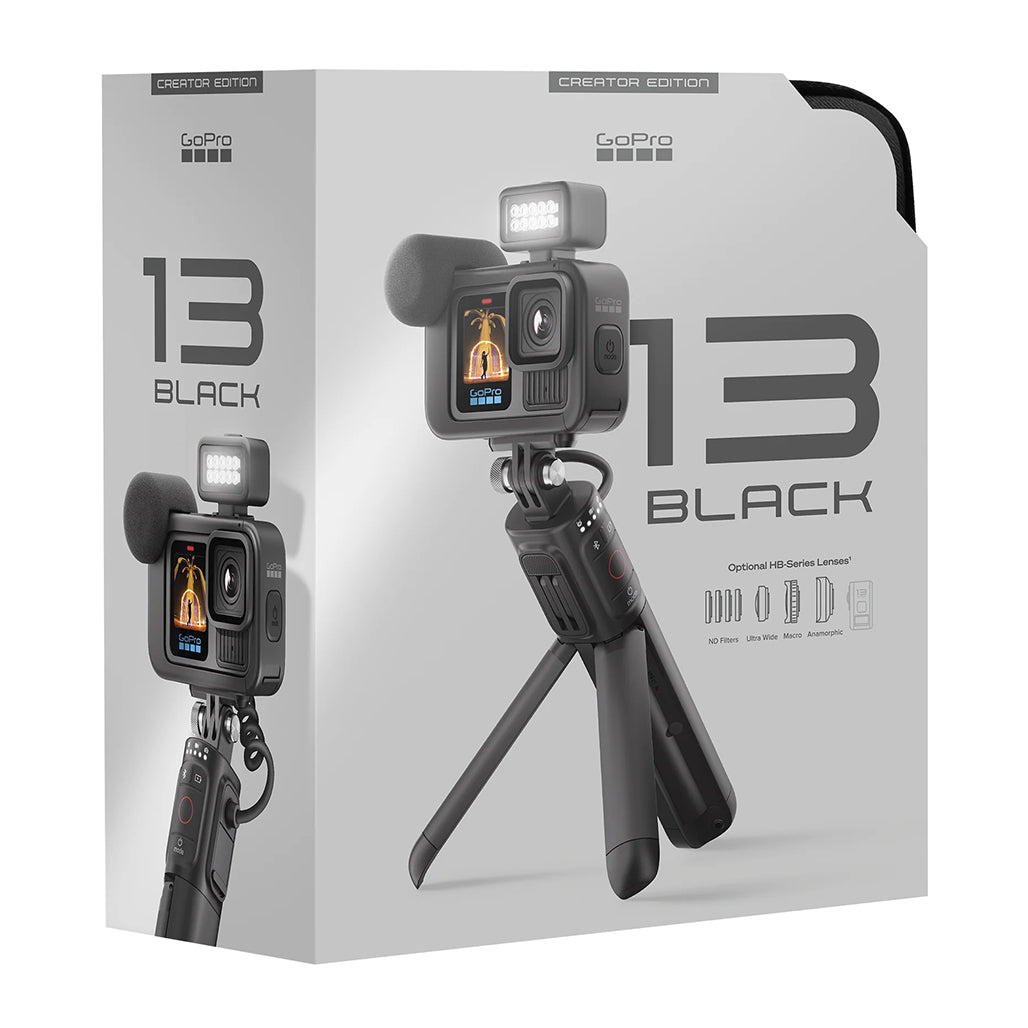 GoPro HERO13 Black Creator Edition - Includes HERO13 Black, Volta (Battery Grip, Tripod, Remote), Media Mod, Light Mod, Enduro Battery, Magnetic Latch Mount and Carrying Case