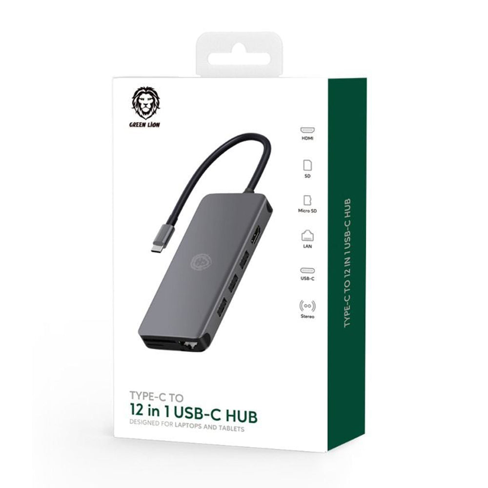 Green Lion 12 in 1 Multi Port Adapter Hub Type-C To USB-C