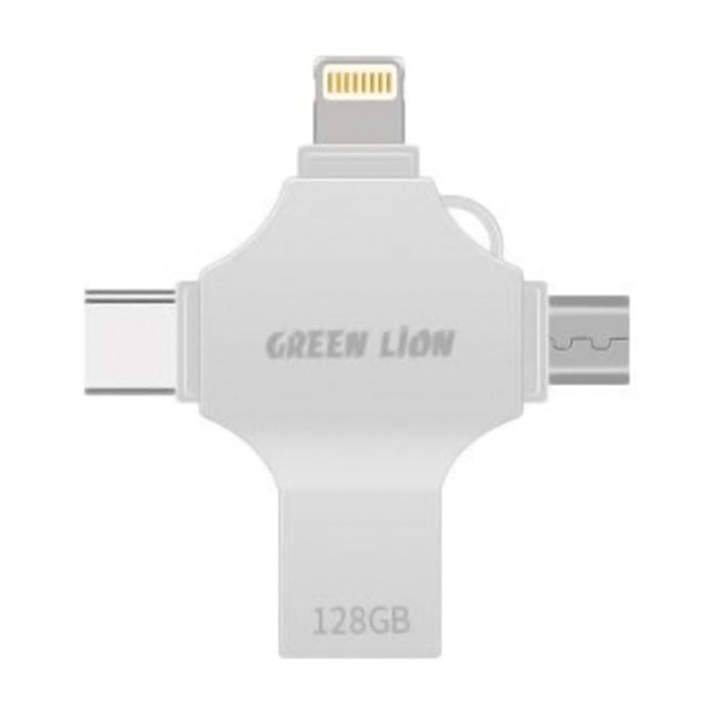 Green Lion 4-in-1 128GB USB Flash Drive | GN4IN1USB128SL
