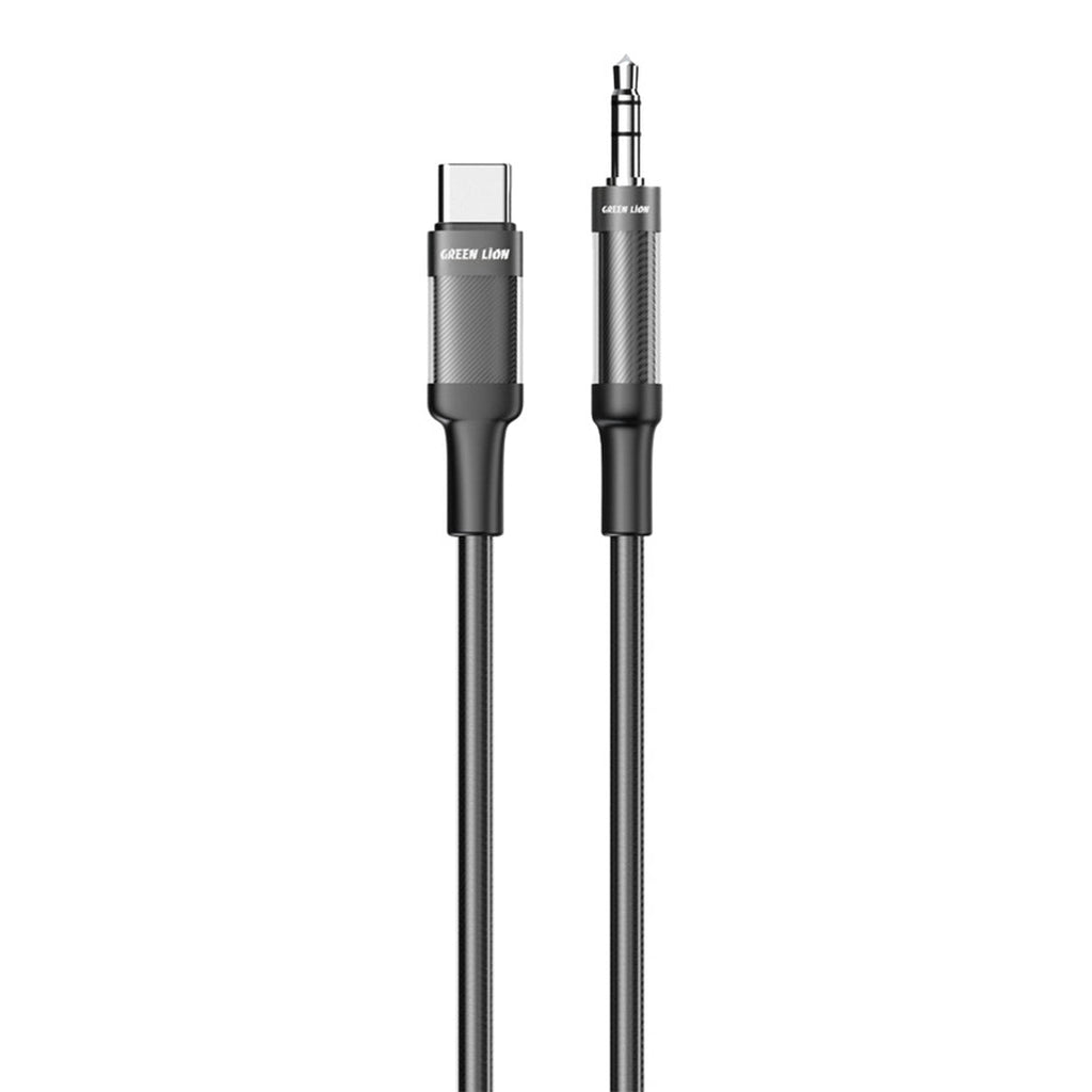 Green Lion USB-C to AUX Braided Cable 1M - Black