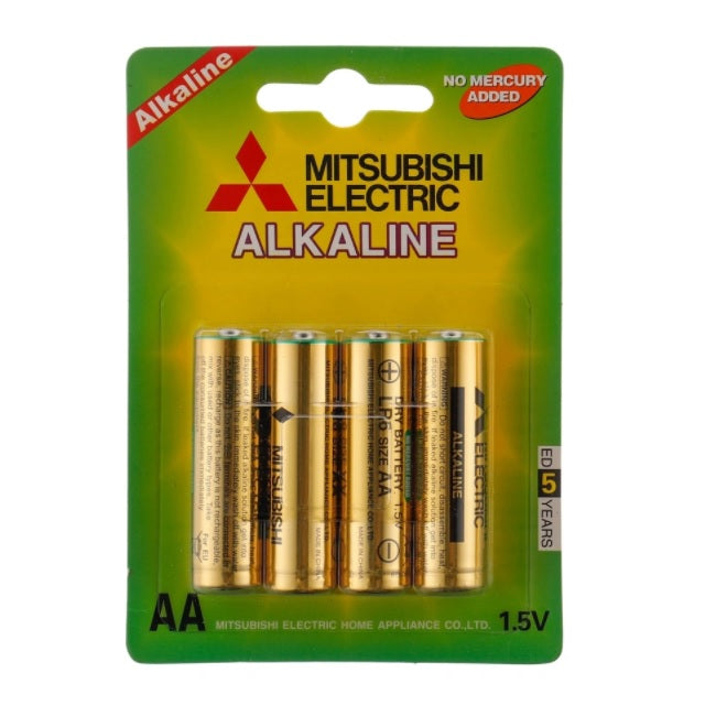 Mitsubishi AA Alkaline Battery 1.5 Volt Pack of 4 for Household Items, Electronic Products LR6 - AA