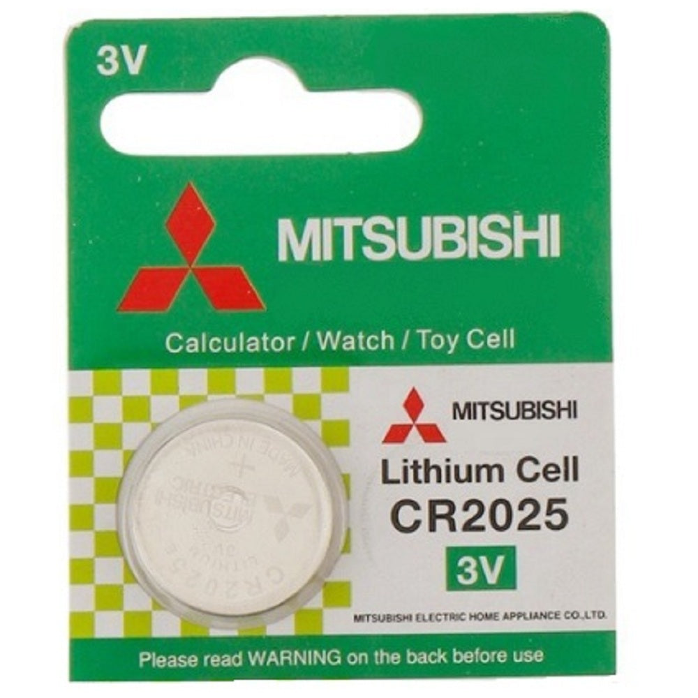 Mitsubishi Lithium Button Cell Battery 3 Volt for Watches, Cameras Pack of 5 - CR2025