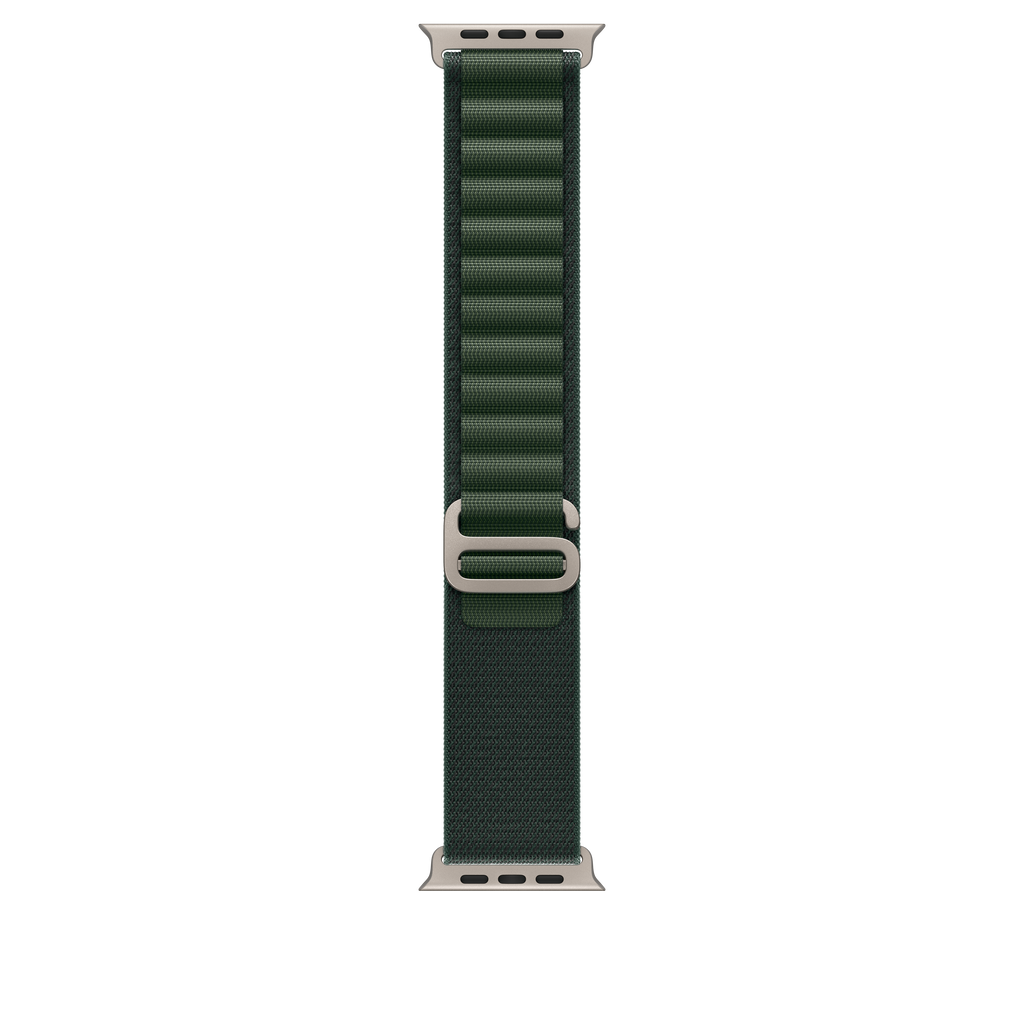 Apple 49mm Dark Green Alpine Loop - Medium - Natural Titanium Finish