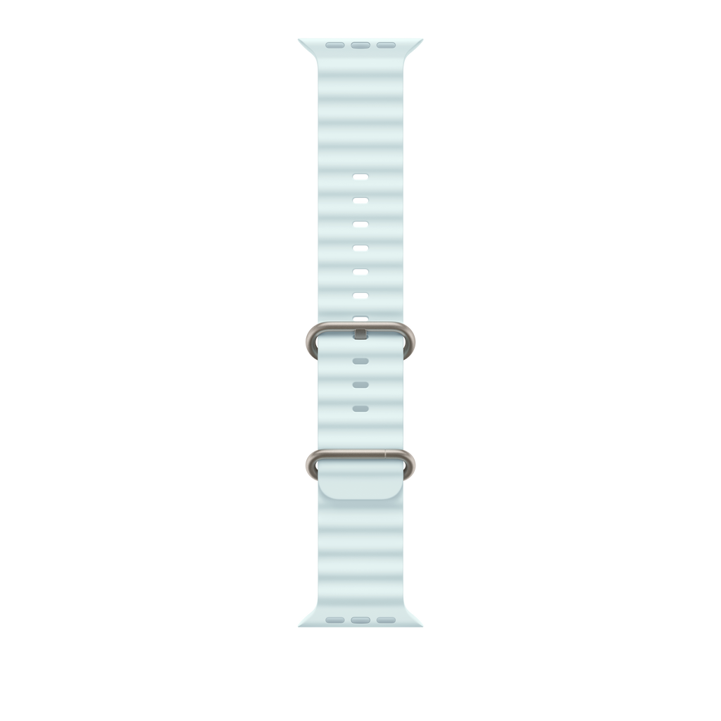 49mm Ice Blue Ocean Band - Natural Titanium Finish