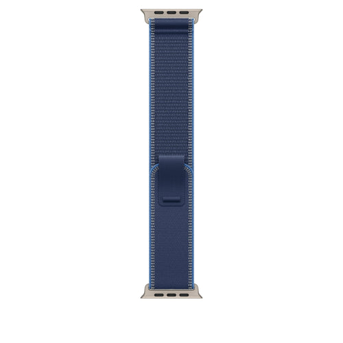 Apple 49mm Blue/Bright Blue Trail Loop – M/L - Natural Titanium Finish