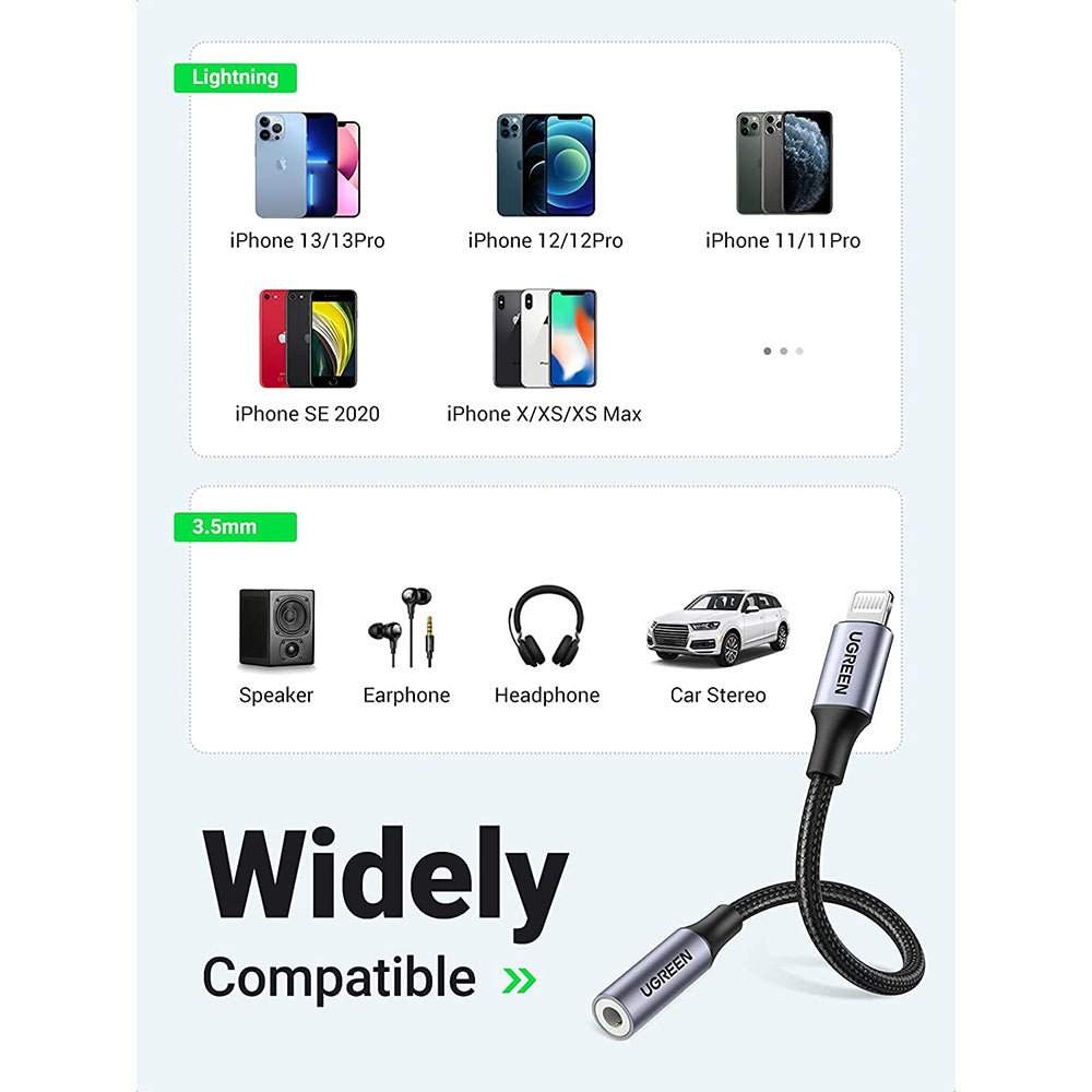 UGREEN Lightning to 3.5mm Audio Female 10CM | 30756