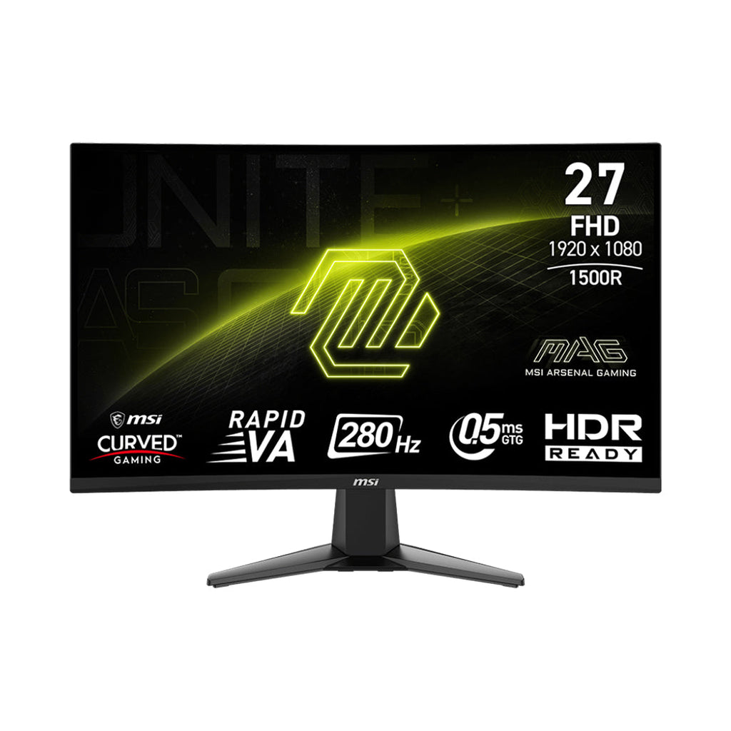 MSI MAG 276CXF 27" - 1920 x 1080 (FHD) Curved Monitor - 280Hz - HDMI, DisplayPort, VGA Port Speaker, Slim Bezel, 0.5m