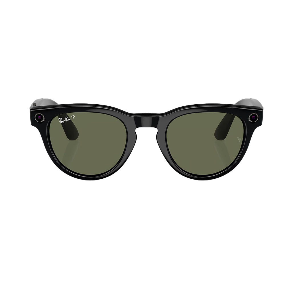 Ray-Ban Meta Headliner Smart Glasses Shiny Black/ Green Polarized