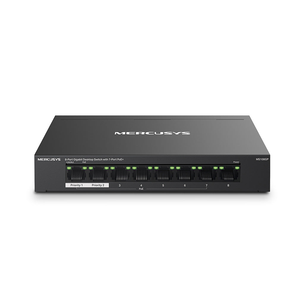 Mercusys 8-Port Gigabit Desktop Switch with 7-Port PoE+ - MS108GP