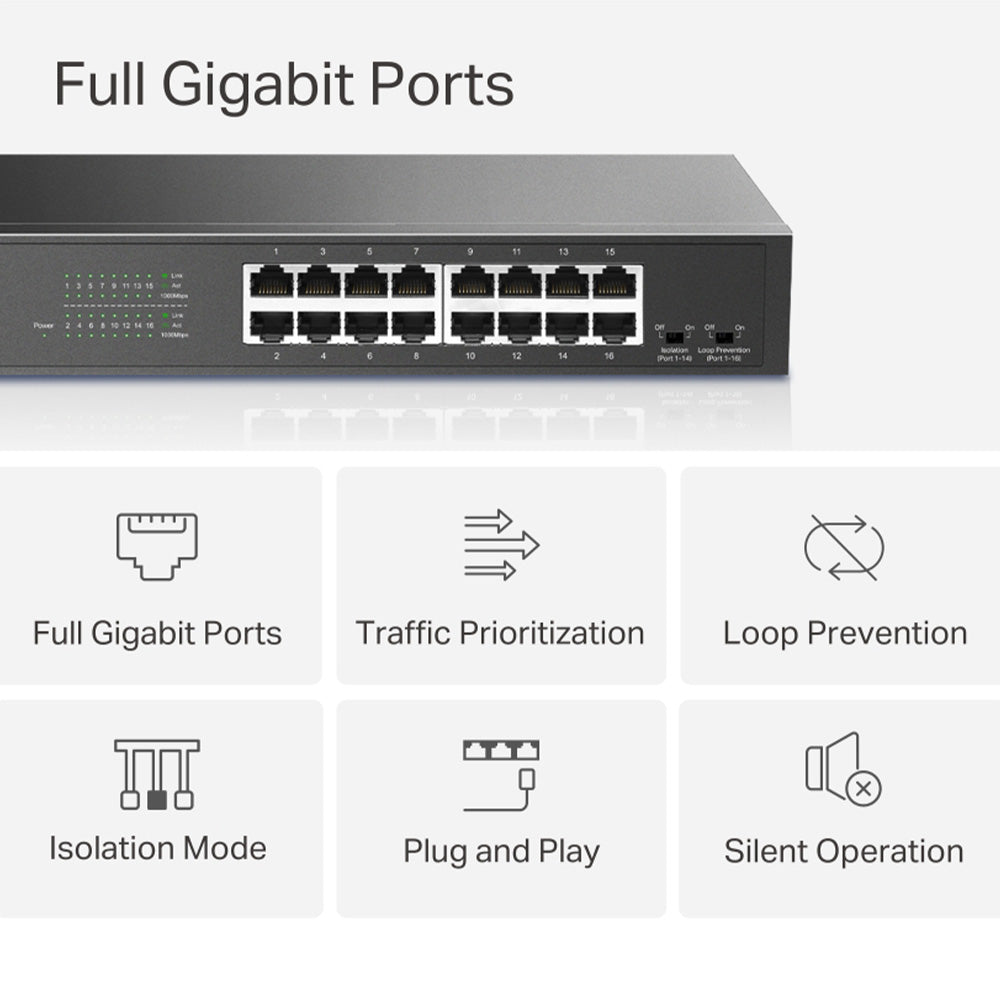 Mercusys 16-Port Gigabit Desktop/Rackmount Switch - MS116GS