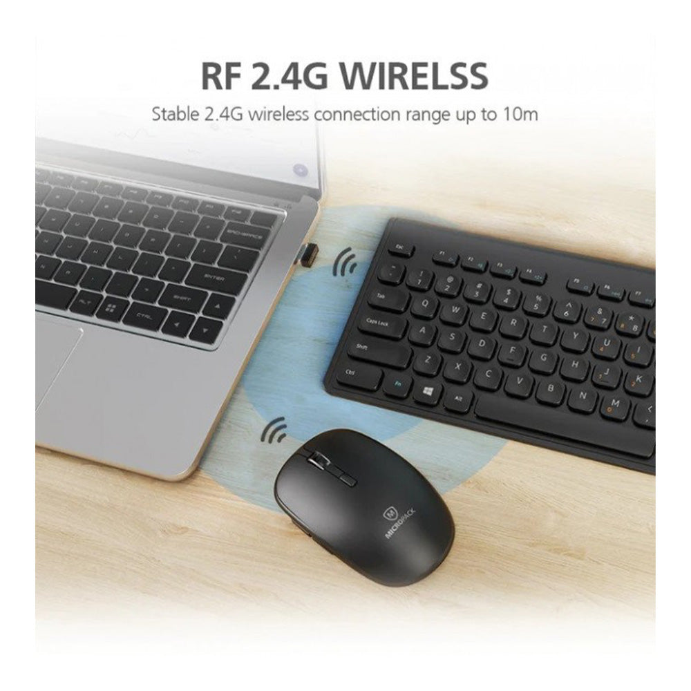 Micropack Classic Wireless Combo Keyboard & Mouse, Black | KM-203W