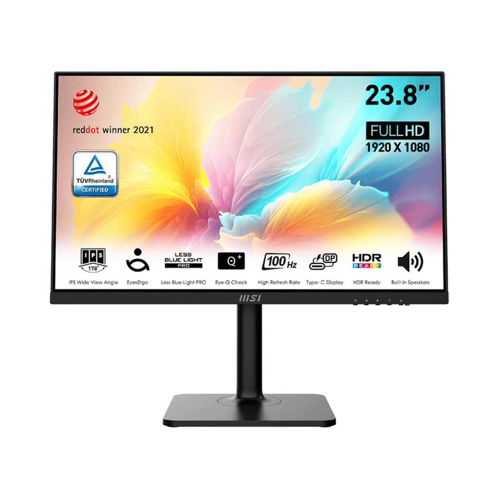 MSI Modern MD2412P - 24" - 1920 x 1080 (FHD) IPS - FreeSync - HDR Ready - 100Hz - TUV Certified Eyesight Protection - 1ms, VGA, HDMI