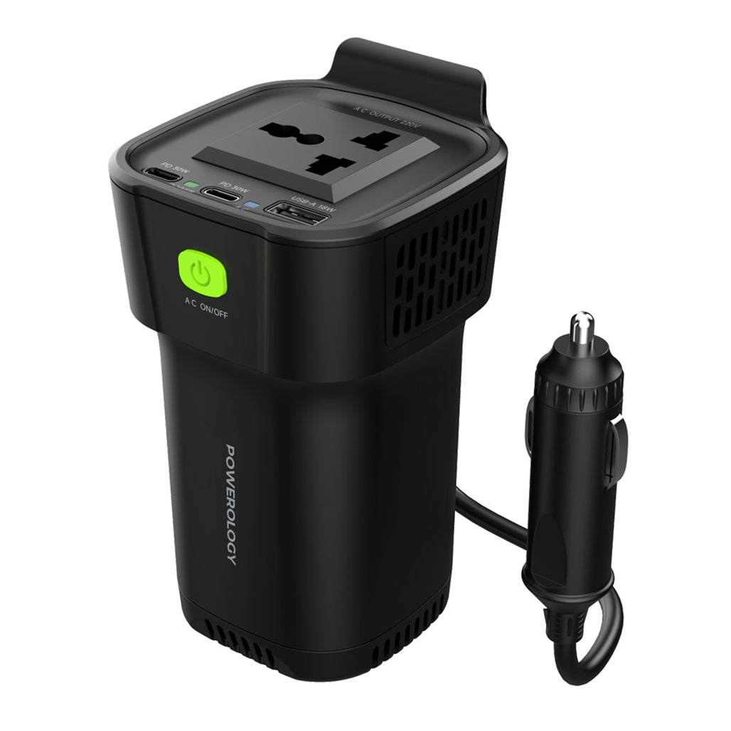 Powerology 150W Inverter AC Universal USB A 2type-C DC Car 12V10A