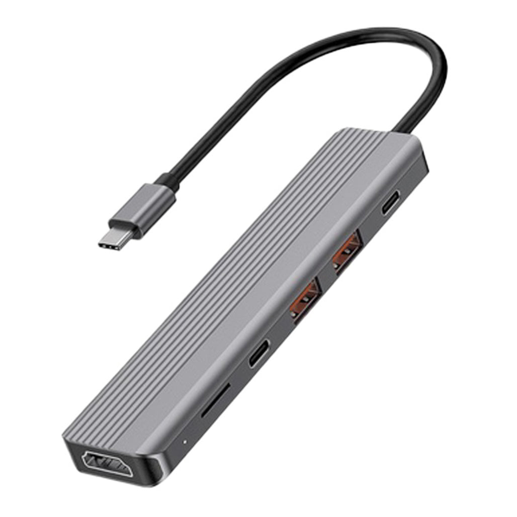 Powerology 6-in-1 Slim 4K HDMI USB-C Hub