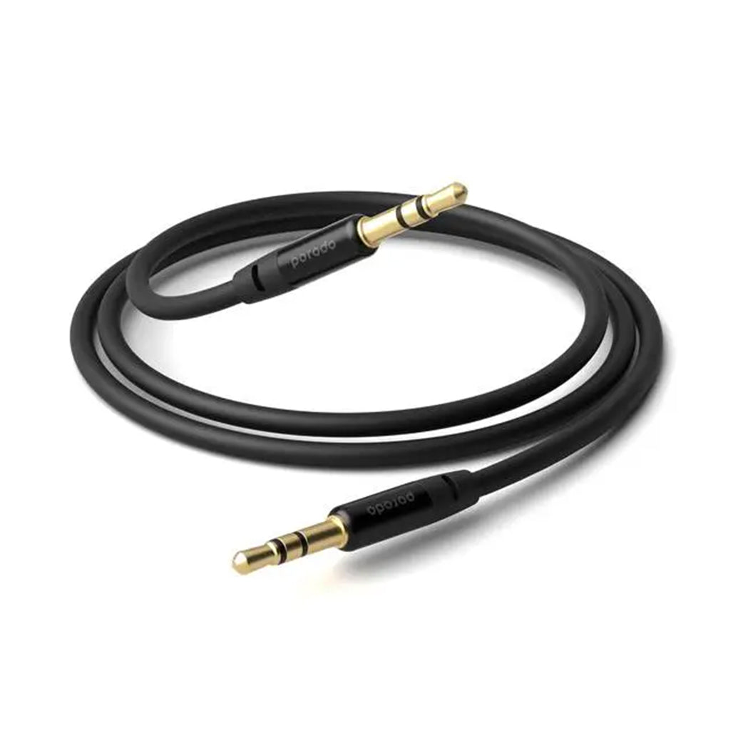 Porodo 3.5mm Male to Male AUX Audio Cable, 1M - Black