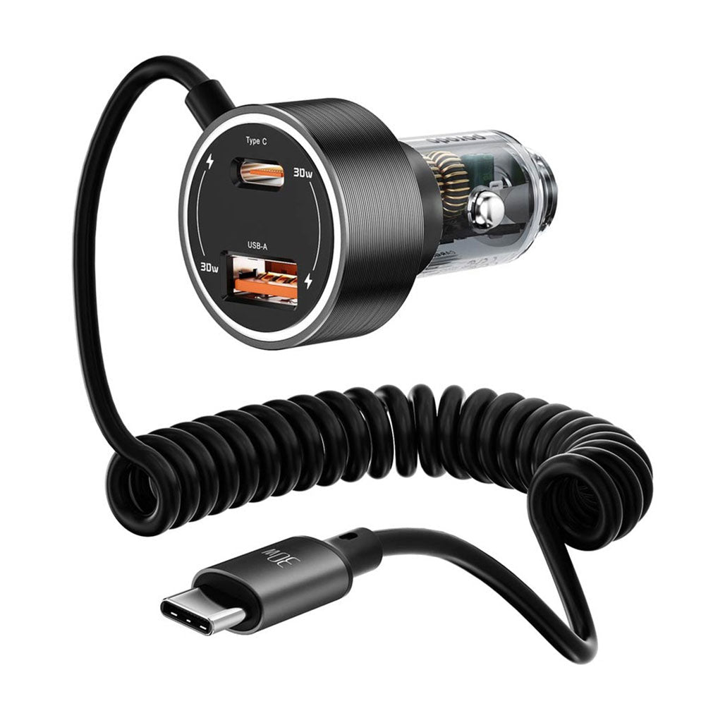 Porodo 60W Dual Port Car Charger 30W QC 18W with Coil