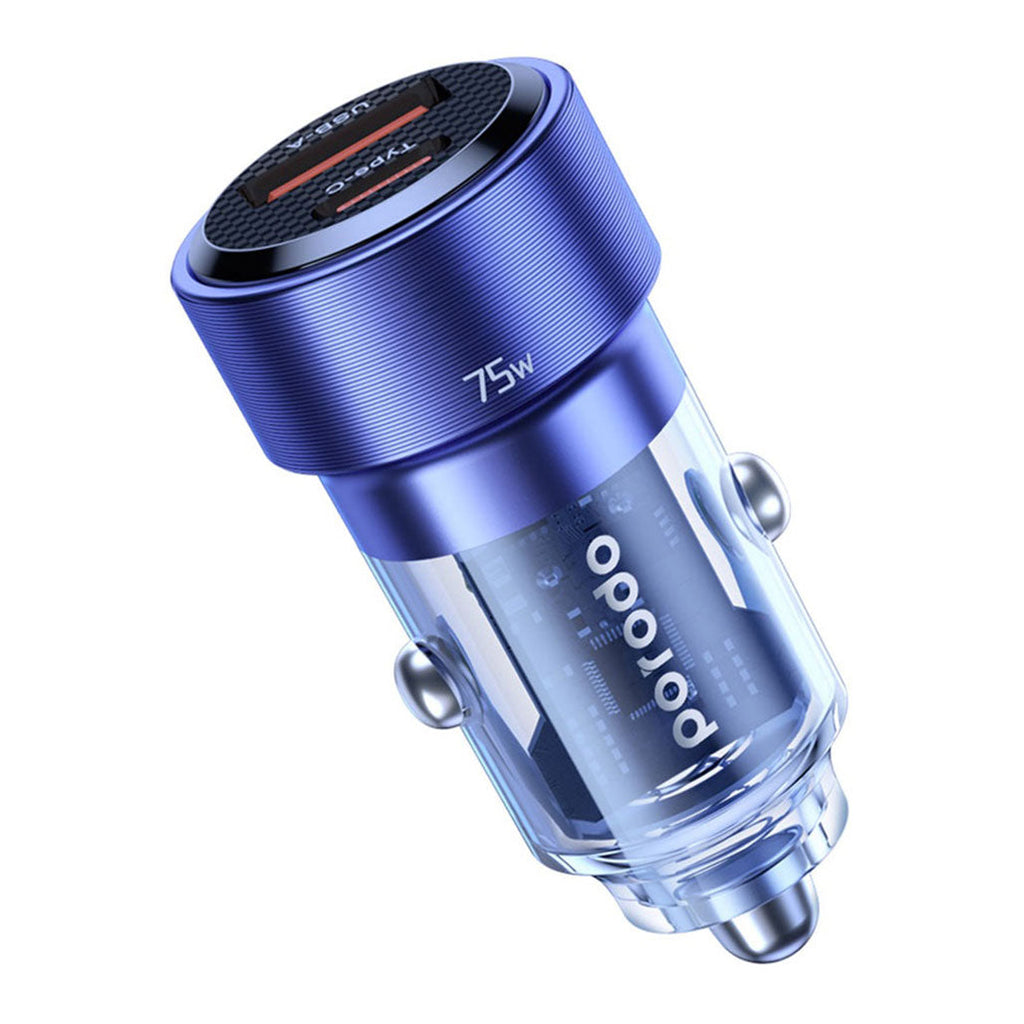 Porodo 75W Transparent Car Charger PD 45W QC 30W - Black