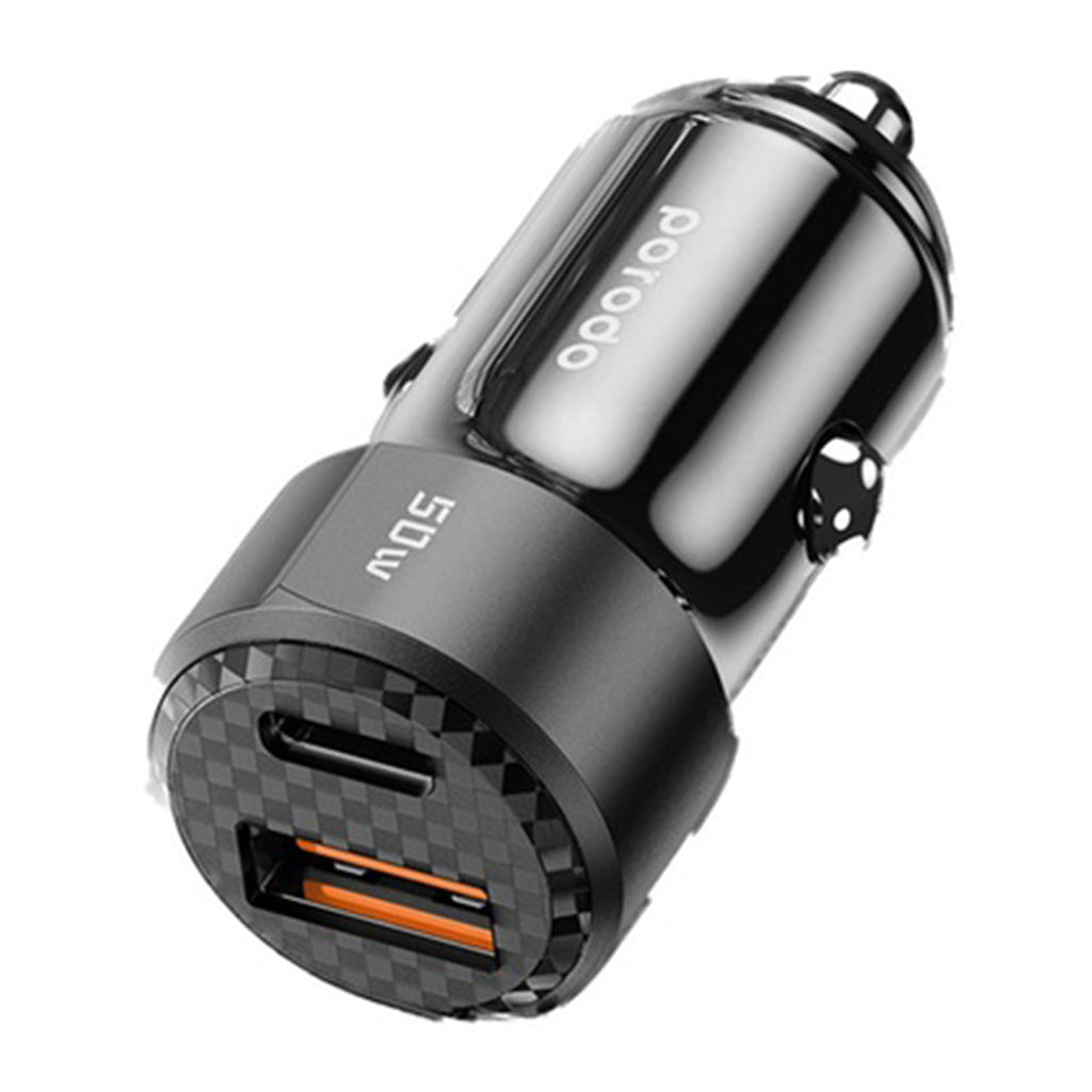 Porodo 50W Dual Port Car Charger PD 20W QC 30W with C to C Cable