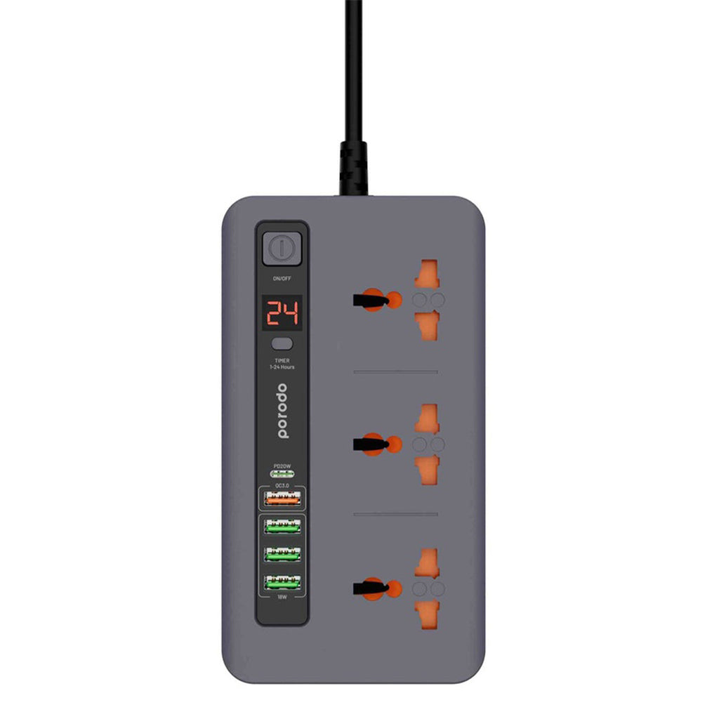 Porodo Multi-Port Power HUB 2M - Gray