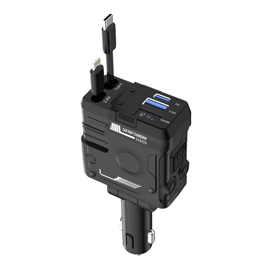 Porodo 66W Car Charger with Lightning & Type-C Cables