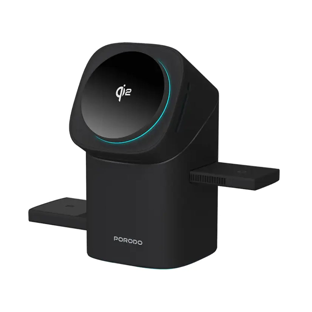 Porodo Auto Rotate & Slide Qi2 MagSafe Charging - Black