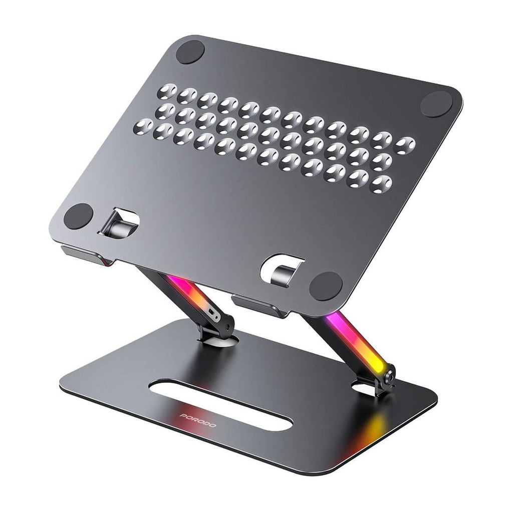 Porodo 17.3" Adjustable Aluminum Laptop Stand with RGB