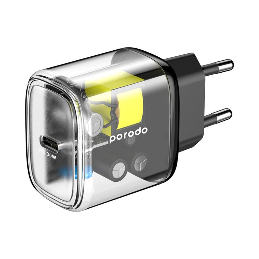 Porodo Transparent Quick Charger PD 30W EU