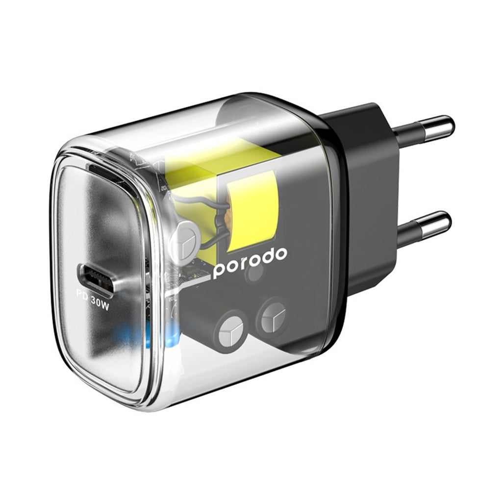 Porodo Transparent Quick Charger PD 30W EU