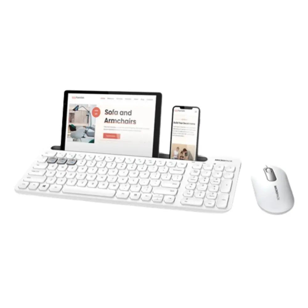 Micropack Km-238w Ifree Pro 2 Antibacterial Bluetooth Wireless Three Modes Wireless Combo Keyboard & Mouse ,White
