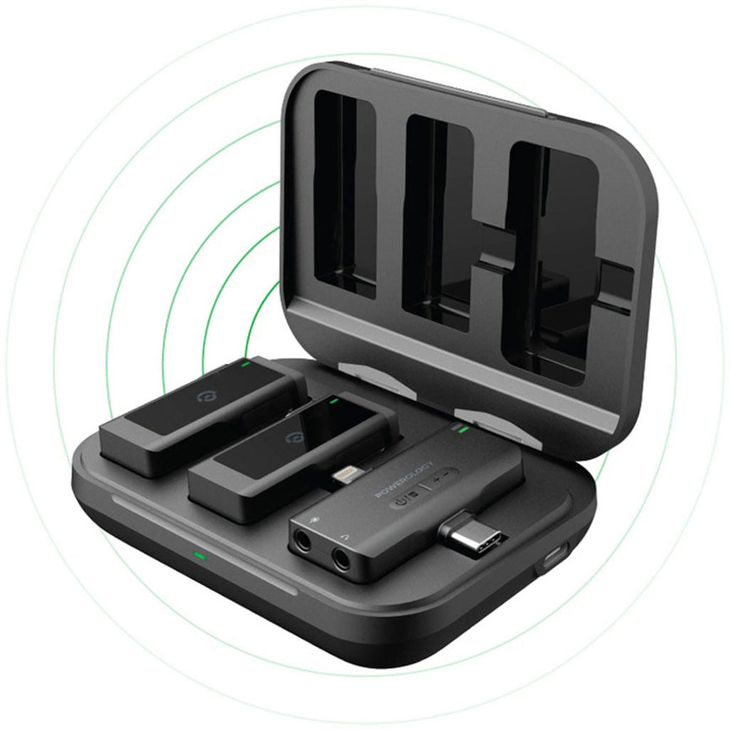 Powerology PWMICBK MFI Dual Connector Wireless Lavalier Microphone