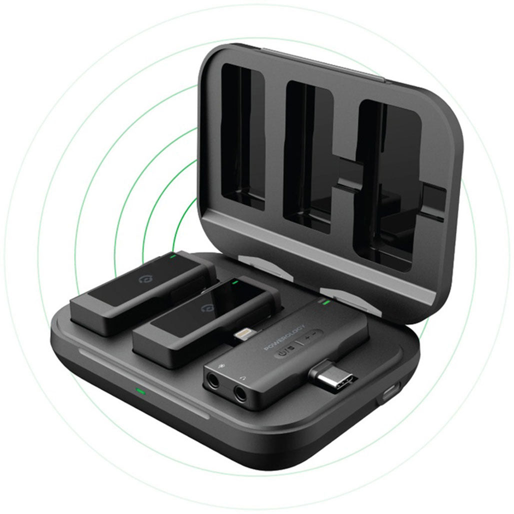 Powerology PWMICBK MFI Dual Connector Wireless Lavalier Microphone